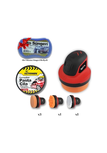 Aprilla ACC-1199 Şarjlı Polisaj Makinesi + Pasta Cila + Sünger Set