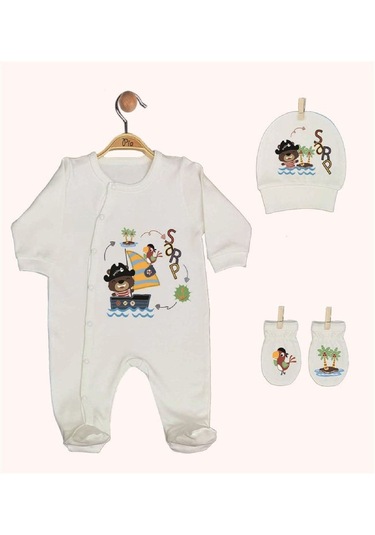 Pia Baby Gl 1938-02 İsme Özel Beşli Tulum Set Krem