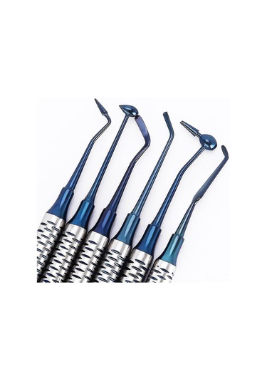 Skycity 6 Adet Altın Renkli Titen Kaplama Çelik Diş Hekimleri Rezin Dolgu Spatula Seti