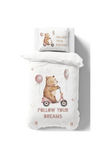 Organik Tek Kişilik Nevresim Takımı 160x220 - Minik Gezgin Renkli