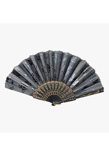 Plastik Siyah Kumaş Yelpaze 12 Li Set