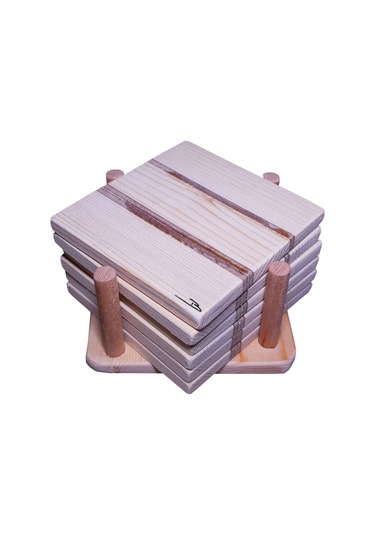 Doğal ahşap Standlı Bardak altlığı fincan altlığı çay tabağı 6lı Ahşap