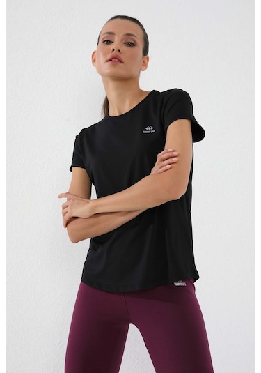 Tommy Life Siyah Basic Kısa Kol Standart Kalıp O Yaka Kadın T-shirt - 97144 Siyah