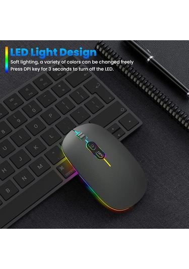 Kablosuz Led Fare Sessiz 2.4g Şarj Edilebilir Dizüstü Bilgisayar Faresi Diğer