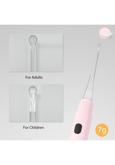 Yifomall Usb Şarjlı 2'si 1 Arada Led Işıklı Kulak Temizleme Seti - Pembe, Taşınabilir Ve Kullanışlı