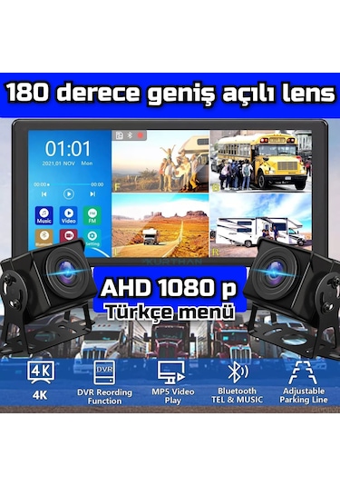Dokunmatik Dvr 4k 1080p Video Müzik 2 Adet Ahd 180 Derece Kamera