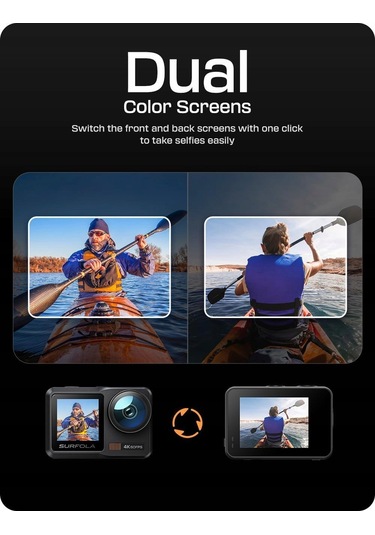 Surfola Sf630 Aksiyon Kamerası 4k 60 Fps Sualtı Spor Kamerası Wifi 1350 Mah Siyah