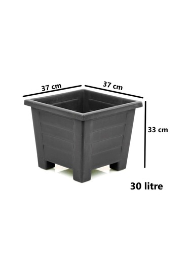 Omnipazar Sy-5848 Dekoratif Plastik Kare Ayaklı Saksı 30 Lt Antrasit 6 Adet 6 Adet