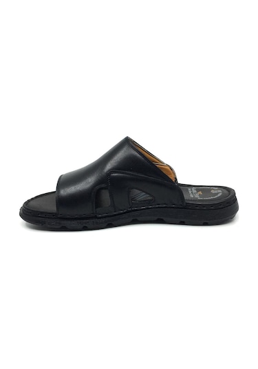 Luis Figo Deri Günlük Ortopedik Erkek Büyük Numara Terlik 39-49 Siyah