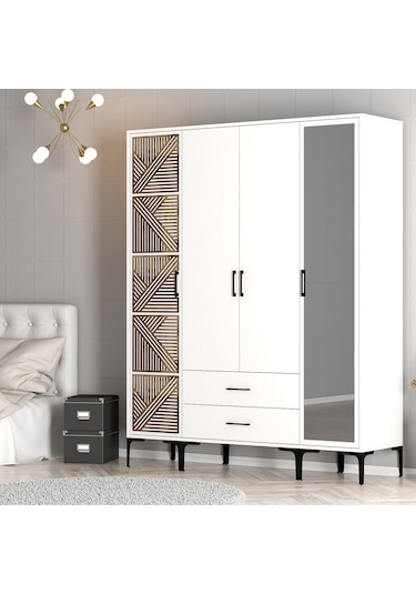 Variant Kumsal 4 Kapılı Ptr Gardrop - Beyaz / Beyaz