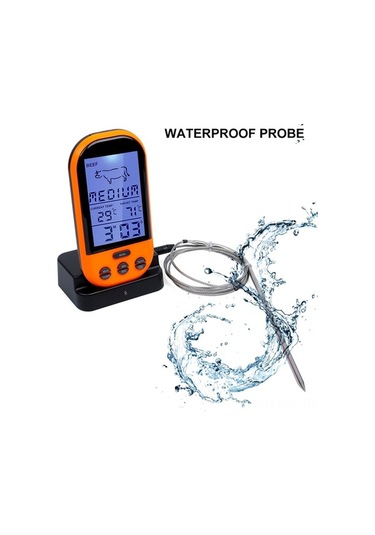 Ulzyvf Portatif Gıda Termometresi: 20-30m Rf, 0-250 Ölçüm, Su Geçirmez Prob, Küçük Tasarım, Turuncu Veya Gümüş Renk