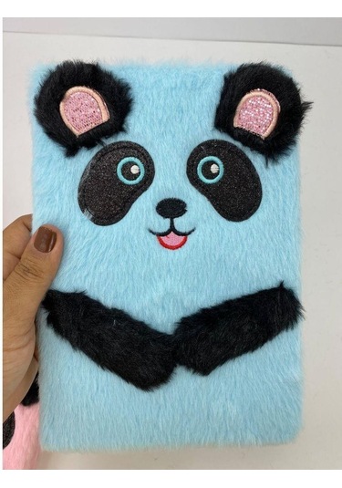 Peluş Çizgili Sevimli Panda Tasarımlı Defter renkli