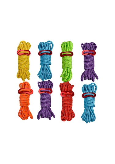 Shineyee 8 Adet 4mm Kalın Poliester Çadır Rengi Işık Yansıtan Tırmanma Kordonu Sarısı Sarı