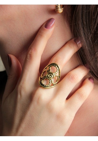 Trend Papatya Model Antik Eskitme Ayarlanabilir Kadın Yüzük Euy1211