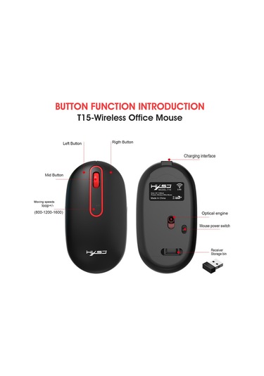 Hxsj T15 1600 DPI Kablosuz Mouse