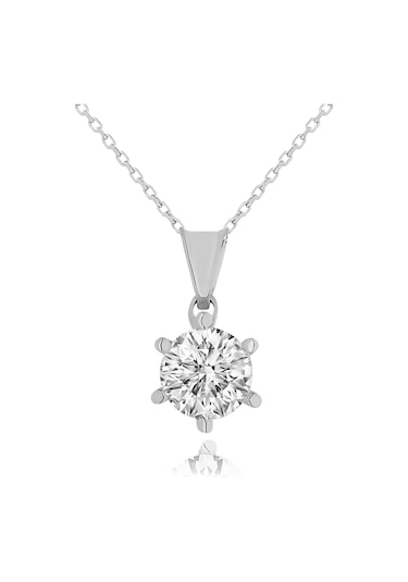 Chavin 2 Carat Swarovski Tektaş Gümüş Kadın Kolye Dh18By