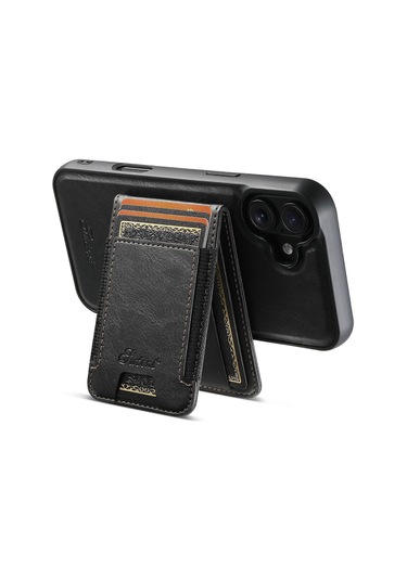 Uyumlu İphone 16 Kılıfı Magsafe Kart Tutucu Stand Telefon Kılıfı Siyah İle Uyumlu Çok Renkli