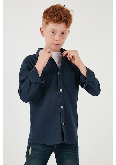 Lela Pamuklu Tek Cepli Düz Yaka Erkek Çocuk Gömlek Cf24W129140G Lacivert