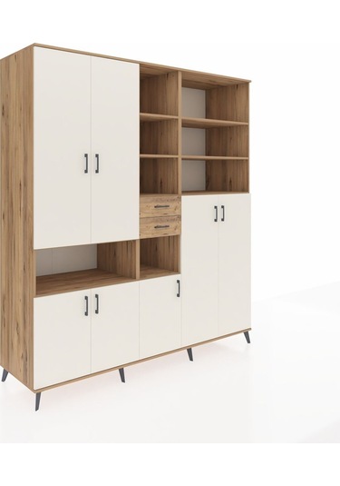 Kronos Dolap 17 Raflı 2 Çekmeceli 7 Kapaklı 220x59x243 Çam-aytaşı/çam Aytası/atlas Çam