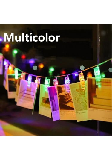Novahub Çok Renkli Led Kart Fotoğraf Klipleri Led Dize Peri Işıklar Pil Kumandalı Led Noel Işık Garlands Düğün Sevgililer Duvar Dekorasyonu 3.3m 30led Çok Renkli Çok Renkli