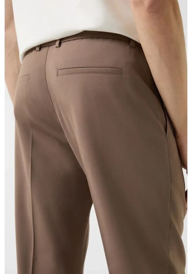 Bogner Marcus Lüks Stil, Erkek Yün Karışımlı Klasik Pantolon Kahverengi