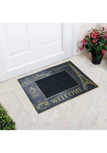 Paris Temalı Toz Tutucu Kauçuk Kapı Önü Paspası Gold