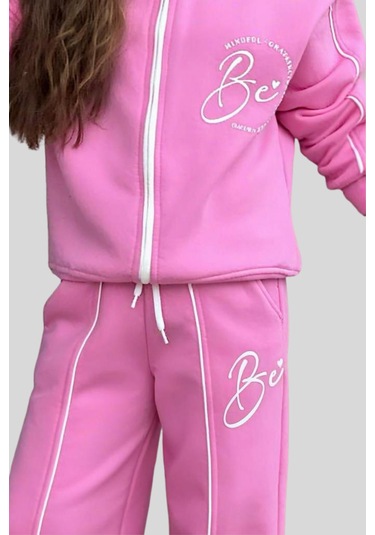 5-14 Yaş Şeker Kız Biyeli Kız Çocuk Takım Pembe Pembe