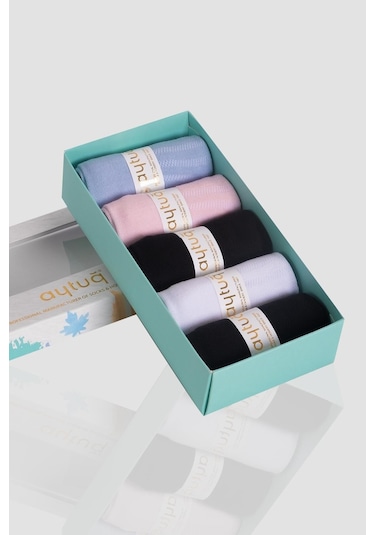 Aytuğ Kadın Bambu Soket Çorap 5 Çift Özel Kutulu, 5 Renk 34018 Renkli Çok Renkli