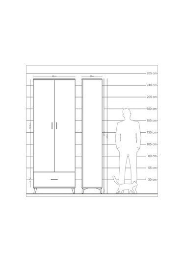 Arges Dolap 5 Raflı Tek Çekmeceli 2 Kapaklı 88x30x243 Aytaşı-antrasit Aytası