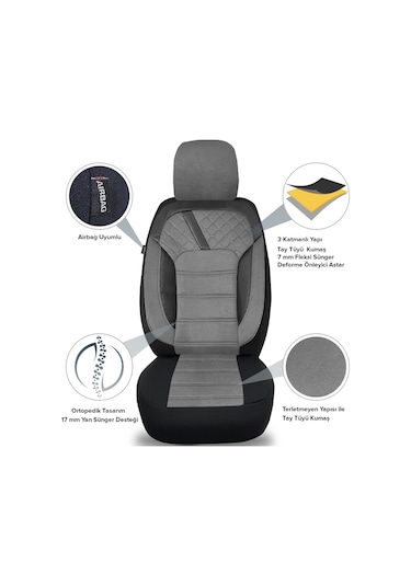 Jeep Compass 1 2007 - 2010 Uyumlu Gri Tay Tüyü Koltuk Kılıfı