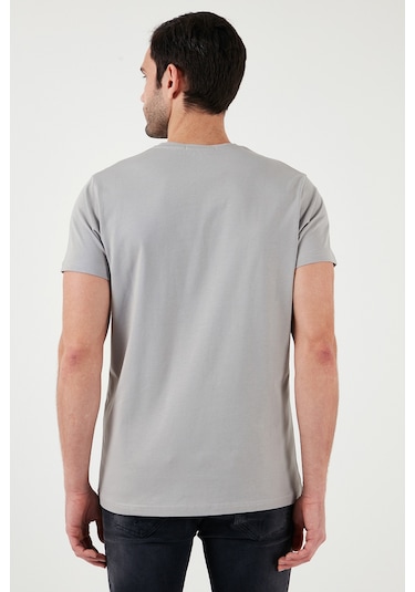 Buratti Pamuklu Slim Fit Bisiklet Yaka Erkek T Shirt 541Balance Açık Gri