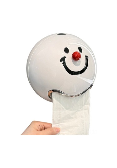 Youtek Duvar Montlu Gülümseyen Desenli Tuvalet Kağıdı Kutusu - Delme Yok Kurulum, Hafif Ve Dayanıklı, Banyo İçin Uygun Diğer