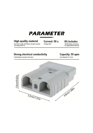 Meridiangoods Anderson 50a Soket Seti 12-24v Dc Hızlı Bağlantı 5 Parça