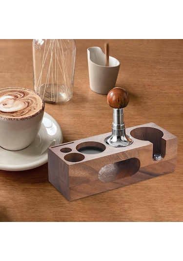 Suntek Kaymaz Kahve Tamping Espresso İstasyonu Ev Bar Barista Espresso Araçları 58mm Ceviz