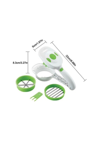 Besthome1 El Tipi 3 Kesme Seçeneği Multifonksiyonel Sebze Dilimleyici, 220 Ml Muhafaza Kabı İle, Hızlı Kullanım, Çamaşır Makine Beyaz - Yeşil