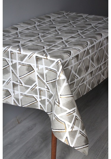 Elyaf Silinebilir Pvc Muşamba Masa Örtüsü 1242-1 Parlakminiçizgi Altın