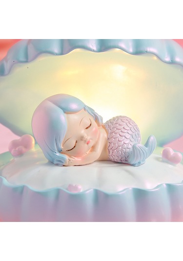 Kabuk Denizkızı Prenses Reçine Gece Lambası-pembe Açık Pembe