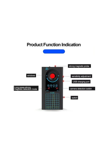 Sones K93 Sinyal Dedektörü Gps Konum Belirleme Kamerası Gizlice Fotoğraf Çekmeyi Önleyici Dedektörü