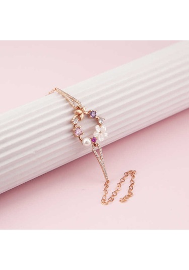 Blackcraft Gümüş Rose Kalp Manolya Çiçeği Kelebek Kadın Bileklik Bc-518039