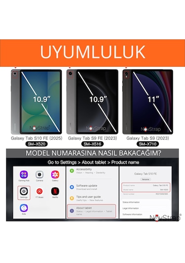 Novstrap Samsung Galaxy Tab S10 Lite/s10 Fe/s9 Fe 10.9 İnç/s9 11 İnç İle Uyumlu Popit Tablet Kılıfı Standlı Kapak