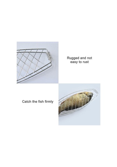 Sones Krom Kaplama Ahşap Saplı Tek Balık Barbekü Ağı Klip Açık Izgara Balık Klip Barbekü Aracı Çok Renkli