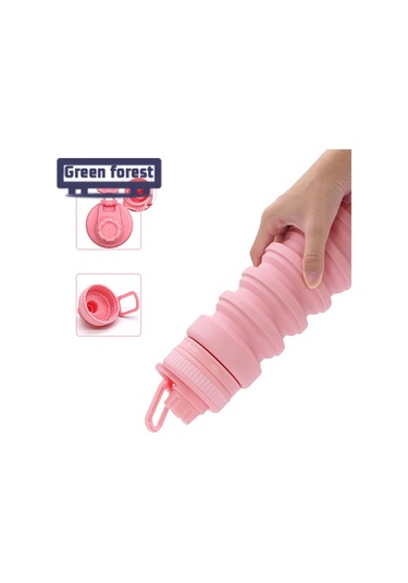 Lebihmurah Generic Yeşil Orman Spor Katlanır Şişe Sızdırmaz Silikon Katlanabilir Su Şişesi