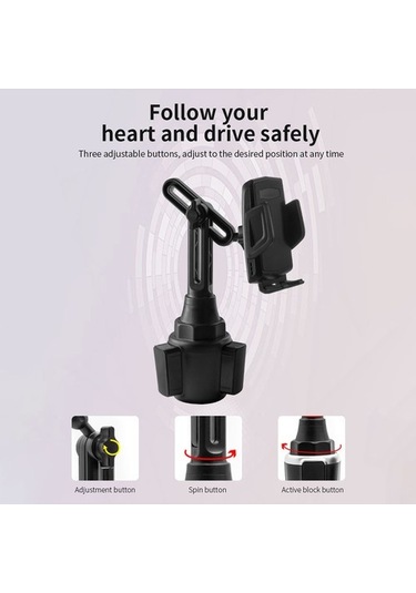 Muduan 360 Derece Dönen Evrensel Araç Bardak Tutucu 3.5-6.0 Inç Telefon Montaj Braketi Huawei Samsung İphone Uyumlu Için Siyah Yok Havalandırma E9a1le