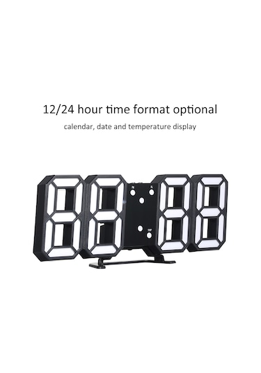3d Led Dijital Saat Parlayan Gece Modu Parlaklığı Ayarlanabilir Elektronik Masa Saati 24/12 Saat Ekranlı Çalar Saat Duvara Asılabilir