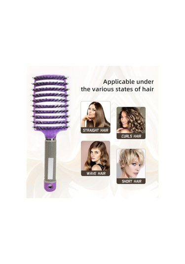 Saç Fırçası, Daha Hızlı Fönleme İçin Havalandırmalı Fırça, Islak Kuru Kıvırcık Kalın Düz Saçlar İçin Saç Fırçası Mor Mor