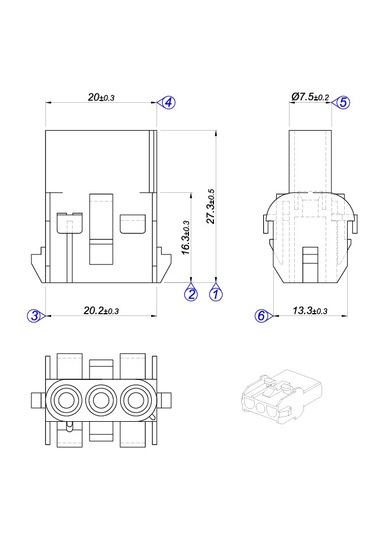 Kyd 3803-3' Lü Dişi Yuvarlak Konnektör