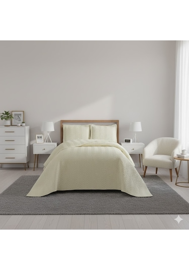 Nubuk Yatak Örtüsü Tek Kişilik Malta Krem Diğer