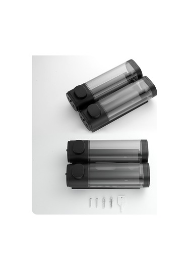 Lemestar Duvar Tipi Siyah 2'li 300ml/600ml Sabit Kilitli El Sabunu Dağıtıcı - Transparan Kase, Drip Önleyici, Duş Jeli Şampuan Uyumlu, Montaj Aksesuarları İçerir Diğer