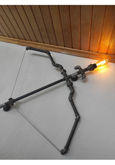 Ok Ve Yay Endüstriyel Lamba, Vintage El Yapımı Diriliş Ok Yay Duvar Apliği Dekoratif Lamba Siyah