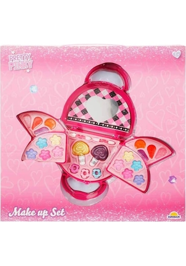 4278 Pretty Pinky 3 Katlı Pembe Çantalı Makyaj Seti -sunman